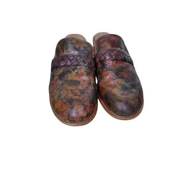 Sofft Womens Nels Taupe Floral Leather Slip On Loafer Mules Shoes Size 7 - Picture 2 of 6